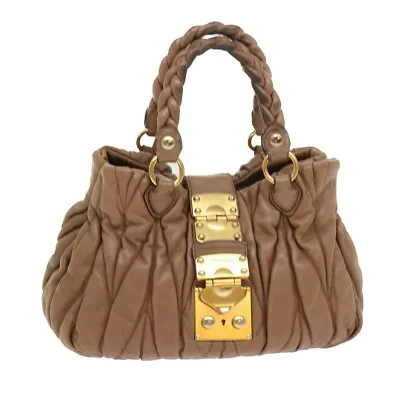 Miu Miu Hand Bag Leather Brown Auth Yb165 • $151.20