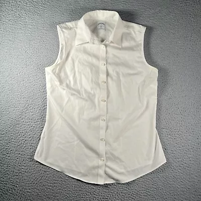 Brooks Brothers Shirt Womens 6 White Sleeveless Tank Top Button Up Non Iron • $17.95