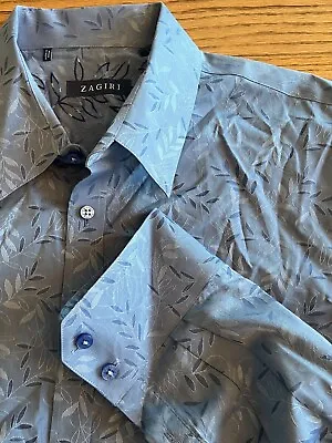 Zagiri Men's 2XL Long Sleeve Blue Floral Button Up Shirt • $19.20