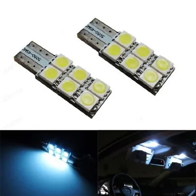 (2) White 6-SMD 168 2825 W5W T10 Wedge LED Visor Vanity Mirror Light Bulbs • $6.99