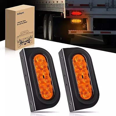 Nilight 6Inch Amber Oval Light W/ Mounting Bracket 2PCS Trailer Tail Light • $28.99