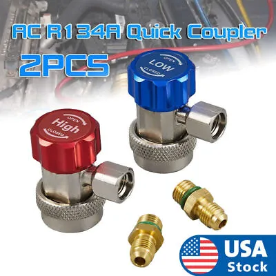 AC R134a Quick Coupler Connector Adapter High & Low Side 1/4 SAE Hose Fitting • $15.99
