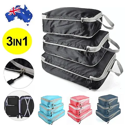 $25.99 • Buy Packing Cube Pouch Suitcase Clothes Storage Bags Travel Luggage Organiser Bag AU