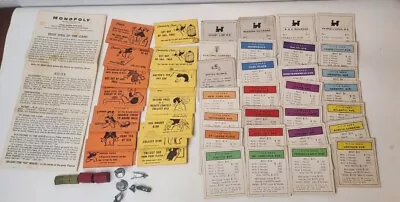 Vintage Monopoly Game Pieces Lot Houses Hotels Deeds Card Community Chance Dog • $8.99