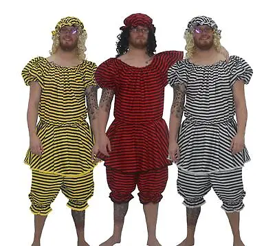 Adults Striped Ugly Sisters Pantomime Fancy Dress Stag Party Costume • £28.95