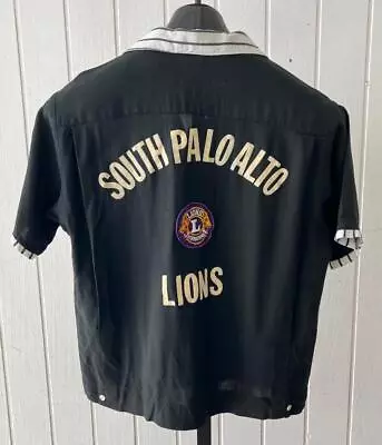 Vtg Mr. Morts Bowling Shirt Sz M 60's Black S/S  SOUTH PALO ALTO LIONS  • $150