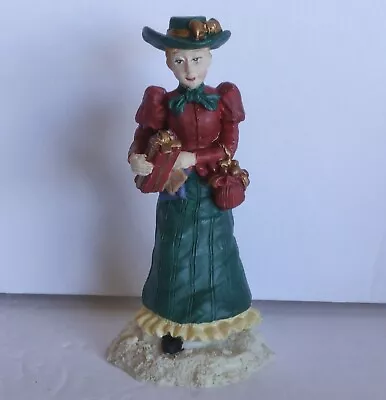 Mervyns Village Square Christmas Resin Figurine Woman With Presents Gifts 1997 • $15