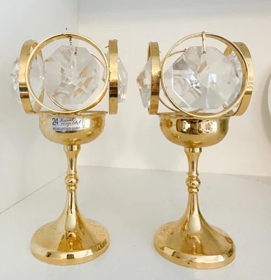 £47.46 • Buy Vintage Weinfurtner Chandelier Style Crystal And 24k Gold Plated Candle Holder