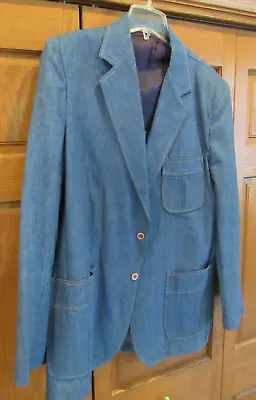 VTG Sears Sportswear Blue Denim 2-Button Suit Jacket Sport Coat Cotton Men's 44T • $69.99