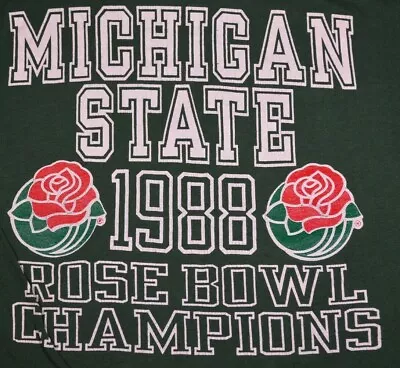 Vintage Rose Bowl 1988 T-shirt Medium VTG MSU Michigan State Spartans Champion • $119.99