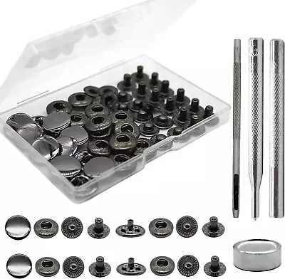 12 Sets Heavy Duty Leather Snap Fasteners Kit 15Mm Metal Snap Buttons Kit Press • $14.99