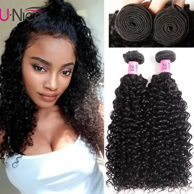 UNice Mongolian Curly 100% Human Hair Extensions 2 Bundles Unprocessed Hair Weft • $43.92