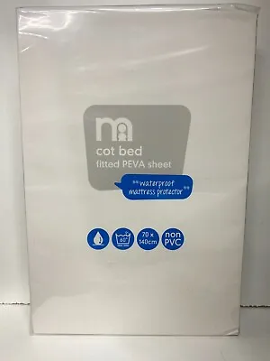 MOTHERCARE COT BED FITTED PEVA SHEET WATERPROOF MATTRESS PROTECTOR 70x140cm • £7.19