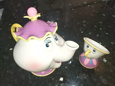 Schmid Disney Beauty The Beast MRS POTTS CERAMIC TEA POT MUSIC BOX WORKS & Chip • $249.95