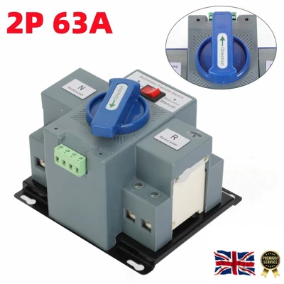 £30.80 • Buy 2P 63A Dual Power Automatic Transfer Switch Mini Generator Changeover Switch UK