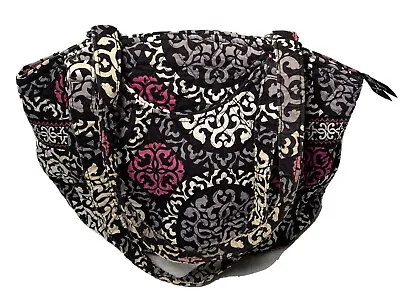 Vera Bradley Canterberry Handbag Tote Medium Black Gray Pink Cotton • $16