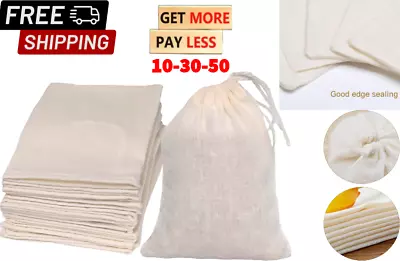 Premium 100% Cotton Single Drawstring Muslin Storage Reusable Bags FREE SHIPPING • $15