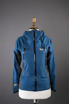 Women RAB NEUTRINO Latok Alpine Blue Outdoor Hooded Jacket Size XS • £92.61