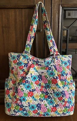 Vera Bradley Far Out Floral Large Purse Bag Side Pockets Zipper Colorful Floral • $29.95