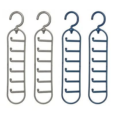 £5.95 • Buy 2 Pack Plastic Hook Organizer Holder Rack Storage Hanger Wardrobe Belt Tie Scarf