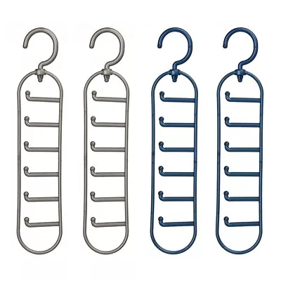 £5.95 • Buy 2 Pack Plastic Hook Organizer Holder Rack Storage Hanger Wardrobe Belt Tie Scarf