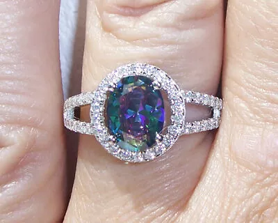 Simulated Mystic Rainbow Topaz Ring Cubic Zirconia Women's • $14.99