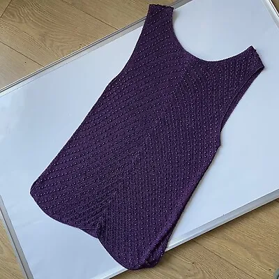 Size S 8 10 Purple Knitted Tank Top Raphael Chain Mail Blouse Crocheted Beaded • £22.95