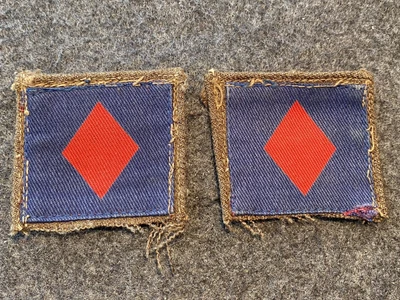 Original Pair Of British WW2 61st Infantry Division Printed Formation Sign/Patch • £22.99