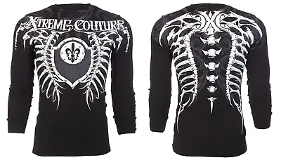 $24.95 • Buy Xtreme Couture AFFLICTION Men's Long Sleeve THERMAL Shirt VERTEBRAE Biker Black