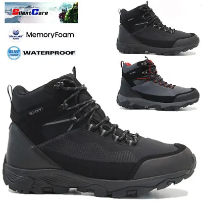 Mens Walking Hiking Memory Foam Casual Waterproof Winter Ankle Boots Trainers • £19.95