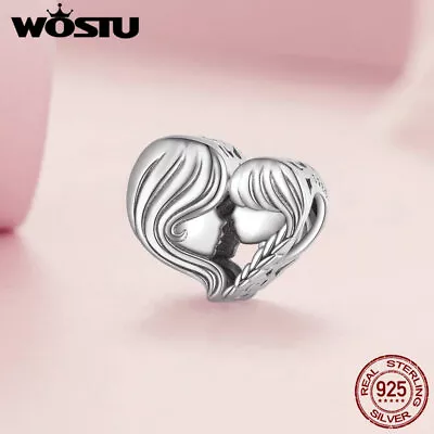 Wostu 925 Sterling Silver Mother Daughter Heart Bracelet Charm Bead Mother Gift • $9.17