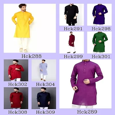 Mens Kurta Only Traditional Mens Ethnic Wear Shirt Kurta Cotton Indian Clothing • £16.93