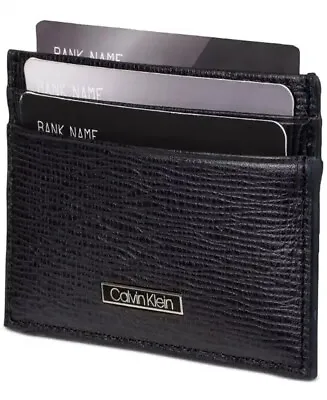 Calvin Klein Men's Leather Card Case Wallet Organizer - Navy / Black - RFID • $30.35
