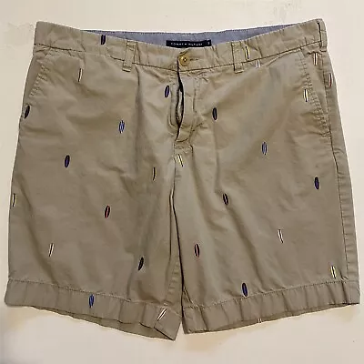 Tommy Hilfiger 38 X 8.5  Khaki All Over Surfboard Print Ripstop Chino Shorts • $26.34