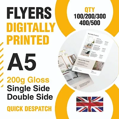 £15.85 • Buy A5 Full Colour Flyers Leaflets 200g Gloss 148mm X 210mm