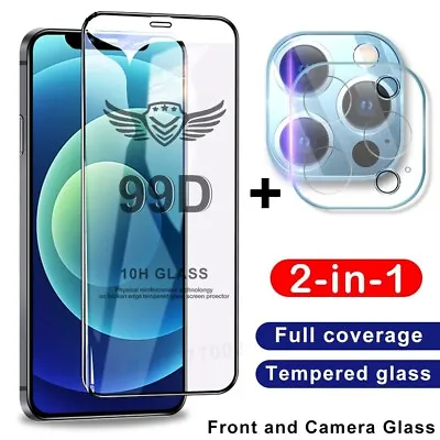 Tempered Glass Screen Protector & Camera Lens Cover For IPhone 15 14 13 12 11 XR • £3.95