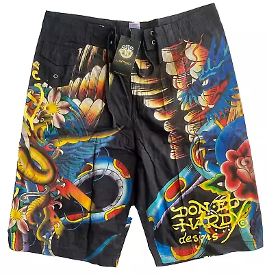 New Ed Hardy Swim Trunks Surf Board Shorts Size XL YOUTH EMBROIDERED • $19.99