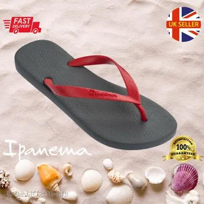 £14.95 • Buy New Mens Flip Flops Summer Pool Beach Sandals Toe Post Charcoal Red Ipanema