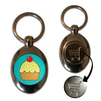 £4.99 • Buy Cupcake - £1/€1 Shopping Trolley Coin Key Ring New