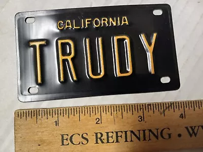 Vintage Black California Metal Bike License Plate Fits Stingray  TRUDY” 1960's • $19.67