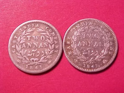 British East India Company 2 Annas 1841 & 1841. Victoria 2 Types • $9.99