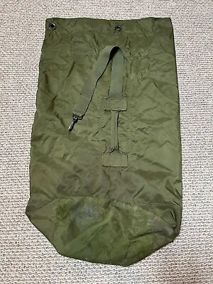 Vintage Military Duffle Bag With Handle Green Nylon XL USGI Surplus 80s Flaws • $11.67