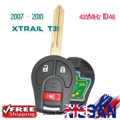Complete Remote Key Fob 433MHz ID46 For Nissan Micra 2007 2008 2009 2010 2011 • $29.90