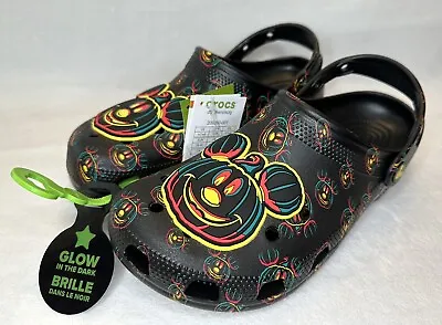 Disney Crocs Mickey Mouse Glow-in-the-Dark Halloween Clogs Size M7 /W9 NEW 🎃🎃 • $63.95