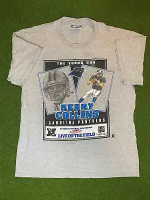 90s Carolina Panthers - Kerry Collins - Vintage NFL Player Tee Shirt (Large) • $50