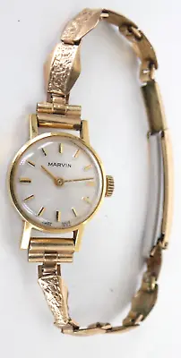 Mechanical Marvin Wristwatch Gold 9 Carat Rolled Gold Wind Up Vintage Swiss Made • £149.99