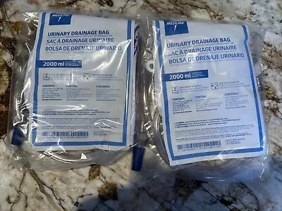 2 Urinary Drainage Bag Urine 2000 Ml Anti-Reflux Valve Vinyl DYND15205 Lot • $13.99