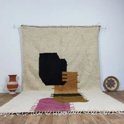 Handmade Moroccan Wool Rug 6x10 FT - Azilal Berber Rug Beni Ourain Area Rug • $699