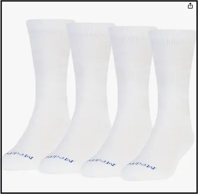 MediPeds Coolmax Crew Socks For Men Stretching Comfort Shoe Size 12-15 White 4Pk • $23