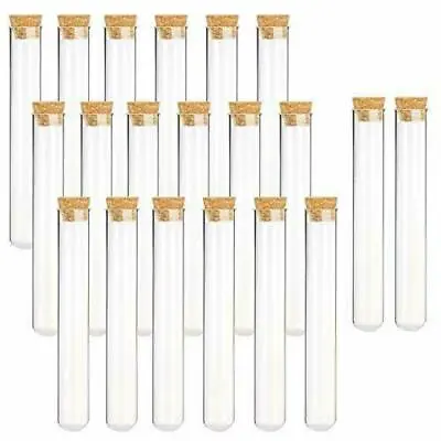 10-100pcs 20ML Volume Glass Test Tubes With Cork Stopper Candy Party Wedding AU • $11.99